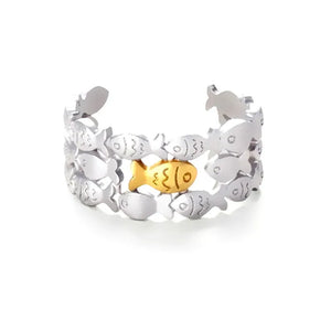 Silver Fish Ring Adjustable Open Boho Jewelry Anillos