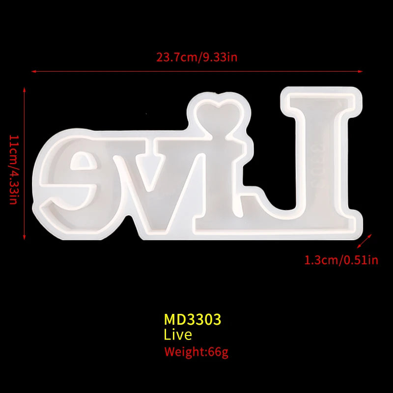 Resin Silicone Mold Hello Letters Epoxy Transparent Resin Art