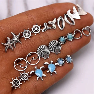 Boho Vintage Golden Alloy Earrings Set for Women Girls