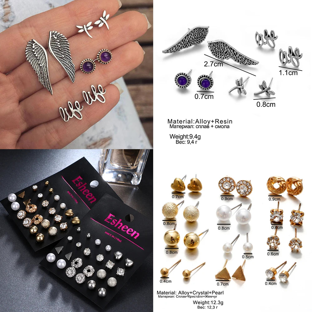 Boho Vintage Golden Alloy Earrings Set for Women Girls