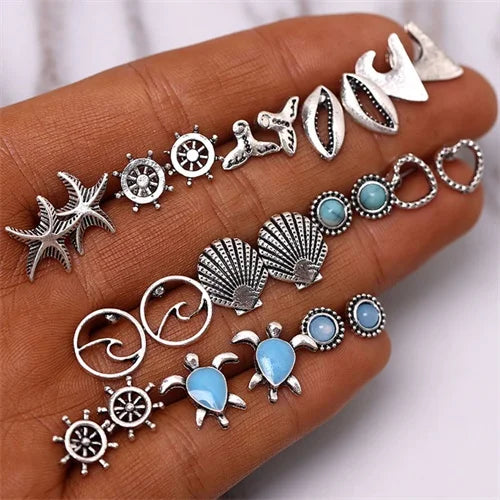 Boho Vintage Golden Alloy Earrings Set for Women Girls