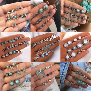 Boho Vintage Golden Alloy Earrings Set for Women Girls