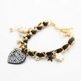 Heart Poker Encrusted Bracelet with Bow