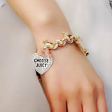 Heart Poker Encrusted Bracelet with Bow