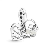 S925 Silver Cats & Hearts Dangle Charms for Bracelets & Necklace