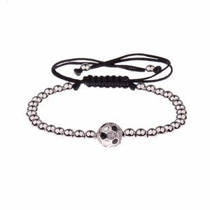 Copper Football Ball Braiding Adjustable Bracelet Men Jewelry