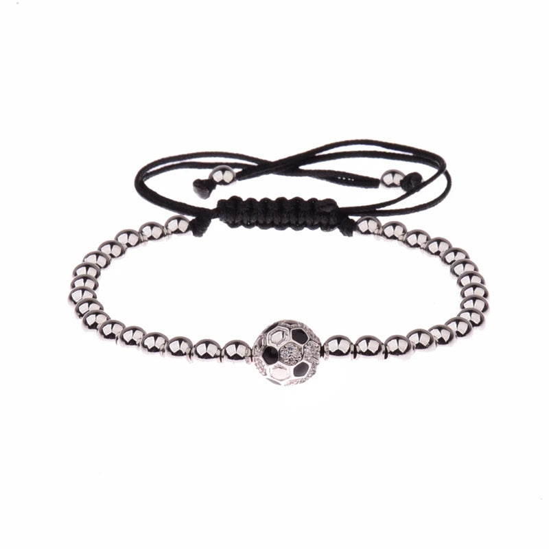 Copper Football Ball Braiding Adjustable Bracelet Men Jewelry
