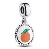 Sterling Silver Lucky Cat Orange Charm Guanyin Dangle Bead