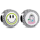 Shining Guanyin Button Beads for Bracelet 925 Sterling Silver Charm