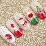Christmas Bell Tree Nail Sticker Rhinestone Metal Rivets DIY Jewelry