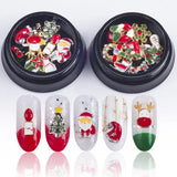 Christmas Bell Tree Nail Sticker Rhinestone Metal Rivets DIY Jewelry