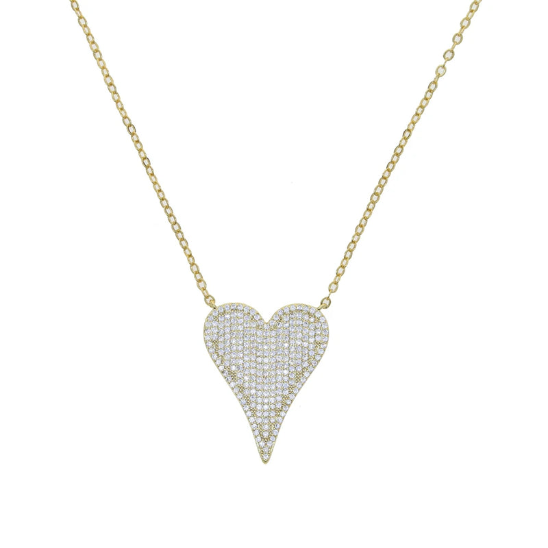 Colorful CZ Heart Necklace with Micro Pave Zirconia
