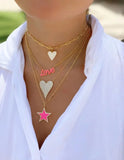 Colorful CZ Heart Necklace with Micro Pave Zirconia