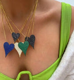 Colorful CZ Heart Necklace Women's Jewelry