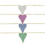 Colorful CZ Heart Necklace with Micro Pave Zirconia