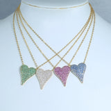 Colorful CZ Heart Necklace with Micro Pave Zirconia
