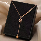 Classic G-Letter Tassel Titanium Steel Necklace For Woman Jewelry