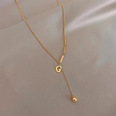 Classic G-Letter Tassel Titanium Steel Necklace For Woman Jewelry