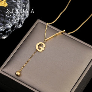 Classic G-Letter Tassel Titanium Steel Necklace For Woman Jewelry
