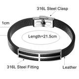 Men's Leather Cross Bracelet Stainless Steel Geometric Accessory