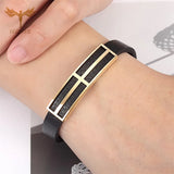 Men's Leather Cross Bracelet Stainless Steel Geometric Accessory
