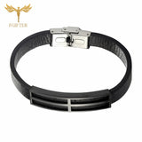 Men's Leather Cross Bracelet Stainless Steel Geometric Accessory