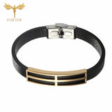 Men's Leather Cross Bracelet Stainless Steel Geometric Accessory