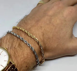 Stainless Steel Rope Chain Bracelet for Men 3/4/5/6mm Width