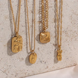 Abstract Female Face Boday Lover Hug Stainless Steel Necklace