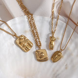 Abstract Female Face Boday Lover Hug Stainless Steel Necklace