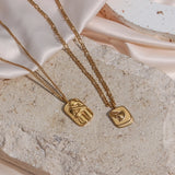 Abstract Female Face Boday Lover Hug Stainless Steel Necklace