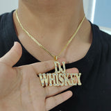 Crystal Big Pendant Letters Necklace with Zirconia