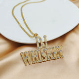 Crystal Big Pendant Letters Necklace with Zirconia