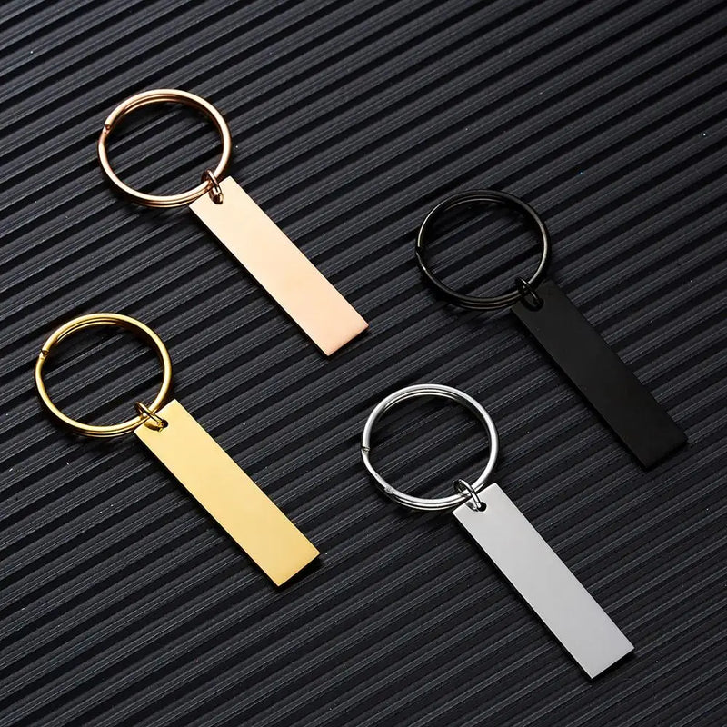 Engraved Keychain Stainless Steel Logo Keychain for Couples Family