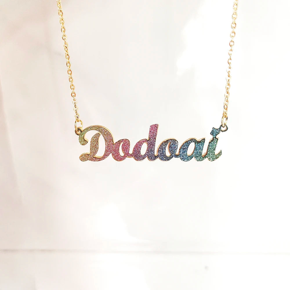 Colorful Name Necklace Stainless Steel Choker Women Gift