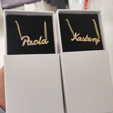 Stainless Steel Name Necklace With Rhinestones Women Initials Choker Jewelry