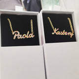 Stainless Steel Name Necklace With Rhinestones Women Initials Choker Jewelry