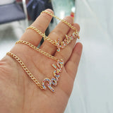 Stainless Steel Name Necklace With Rhinestones Women Initials Choker Jewelry