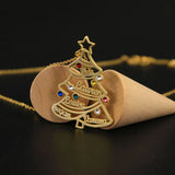 Personalized Christmas Pendant Necklace Stainless Steel Crystal Tree Necklaces