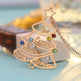 Personalized Christmas Pendant Necklace Stainless Steel Crystal Tree Necklaces