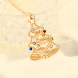 Personalized Christmas Pendant Necklace Stainless Steel Crystal Tree Necklaces