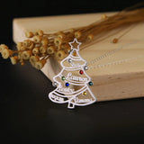 Personalized Christmas Pendant Necklace Stainless Steel Crystal Tree Necklaces
