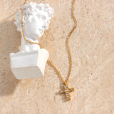 Mini Cross Pendant Necklace 18K Plated Small Crystal Cross Necklace For Women