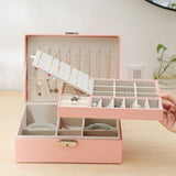 Double-Layer Velvet Jewelry Box PU Leather Storage Holder