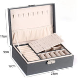 Double-Layer Velvet Jewelry Box PU Leather Storage Holder