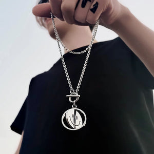 Double Sided Smiley Face Pendant Necklaces Street Stainless Steel
