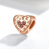 925 Silver Forever Love CZ Bead Heart Charm Bracelet DIY Jewelry