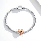925 Silver Forever Love CZ Bead Heart Charm Bracelet DIY Jewelry