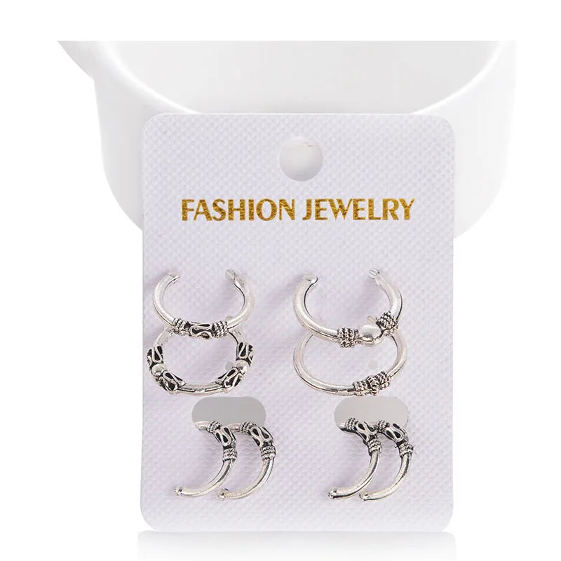 Goth Vintage Piercing Earrings Set for Women