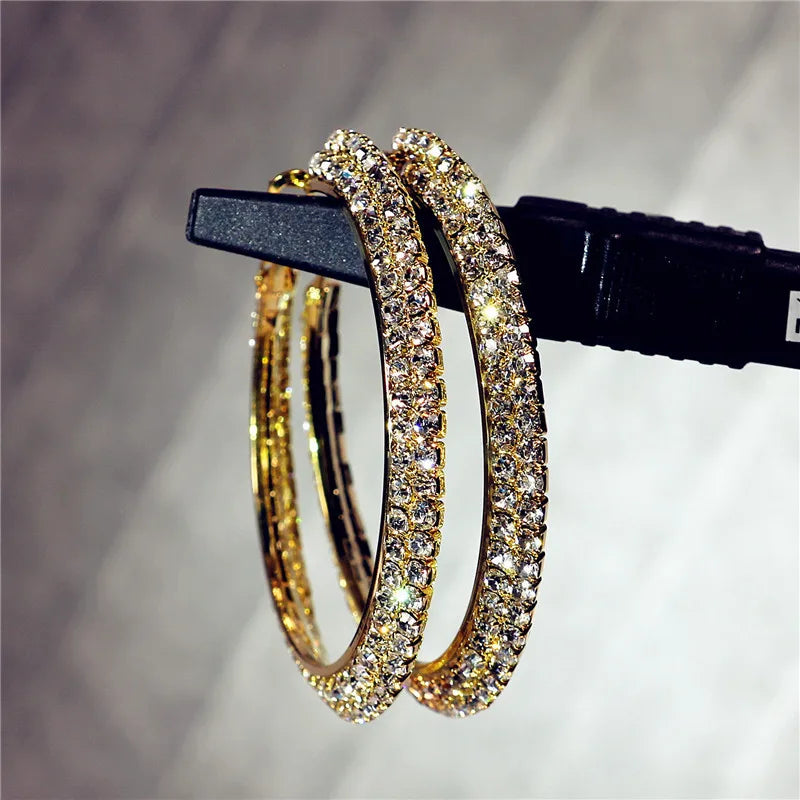 Zircon Big Round Hoop Earrings for Women